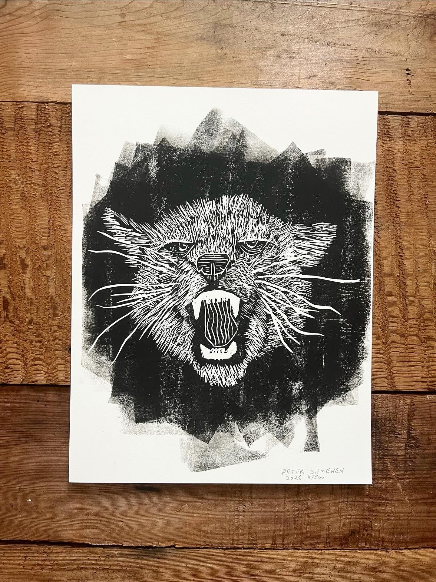 Mountain lion block print 9”x11”